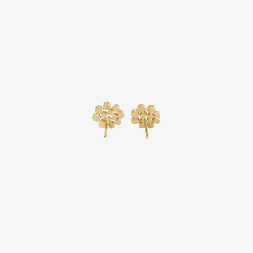 NICOLE LANDAW 14K YELLOW GOLD DOTTED CIRCLE STUDS