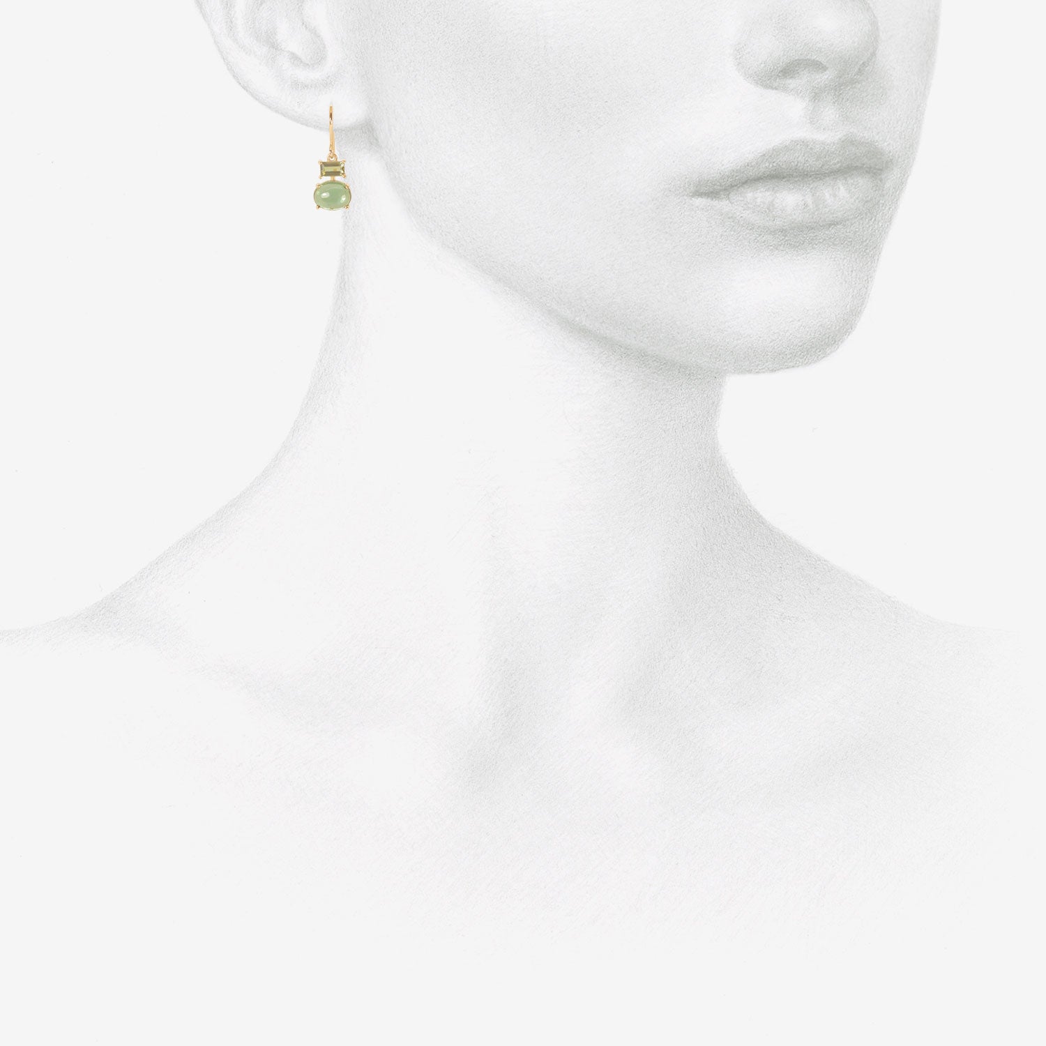 NICOLE LANDAW 14K & GREEN TOURMALINE PAIRED DROP EARRINGS