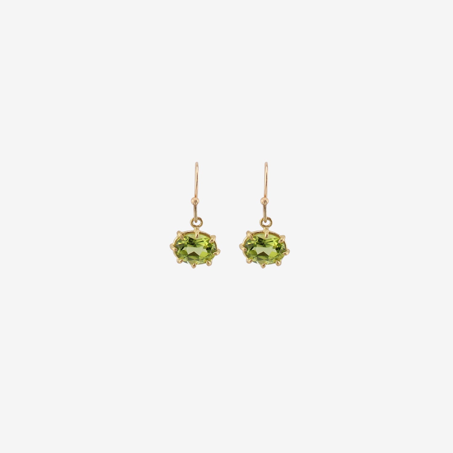 ROSANNE PUGLIESE 18K & FACETED OVAL PERIDOT EAST/WEST MINI GEM EARRINGS