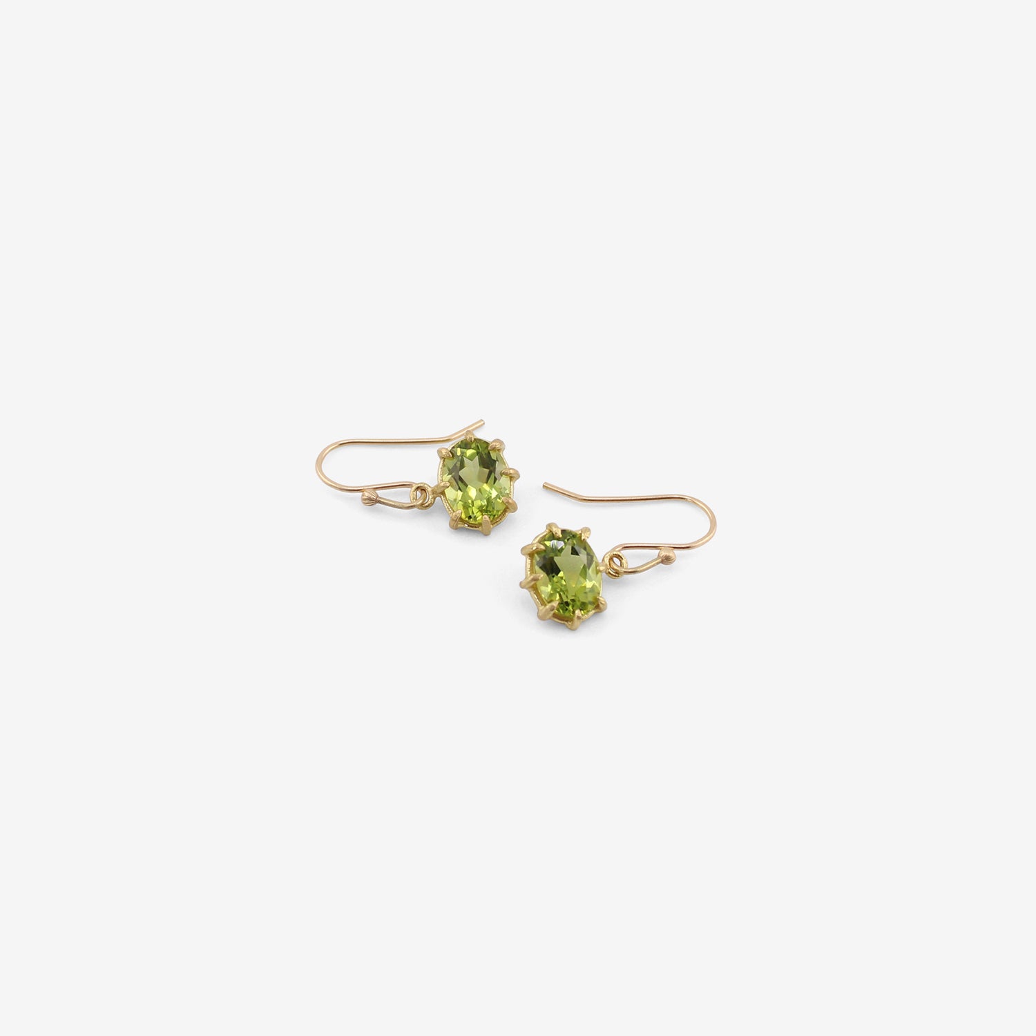 ROSANNE PUGLIESE 18K & FACETED OVAL PERIDOT EAST/WEST MINI GEM EARRINGS