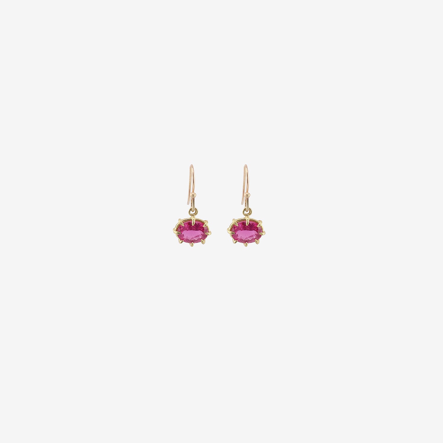 ROSANNE PUGLIESE 18K & FACETED OVAL PINK TOURMALINE EAST/WEST MINI GEM EARRINGS