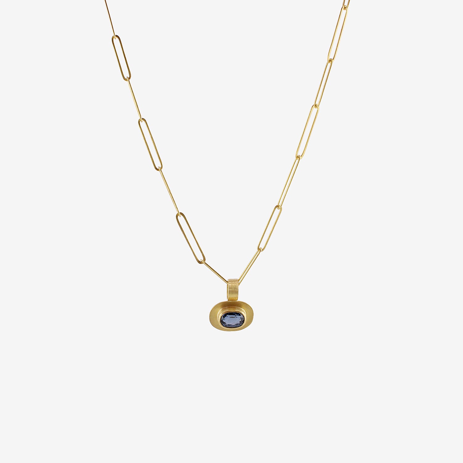 ROSANNE PUGLIESE 22K & FACETED INK BLUE SPINEL PENDANT