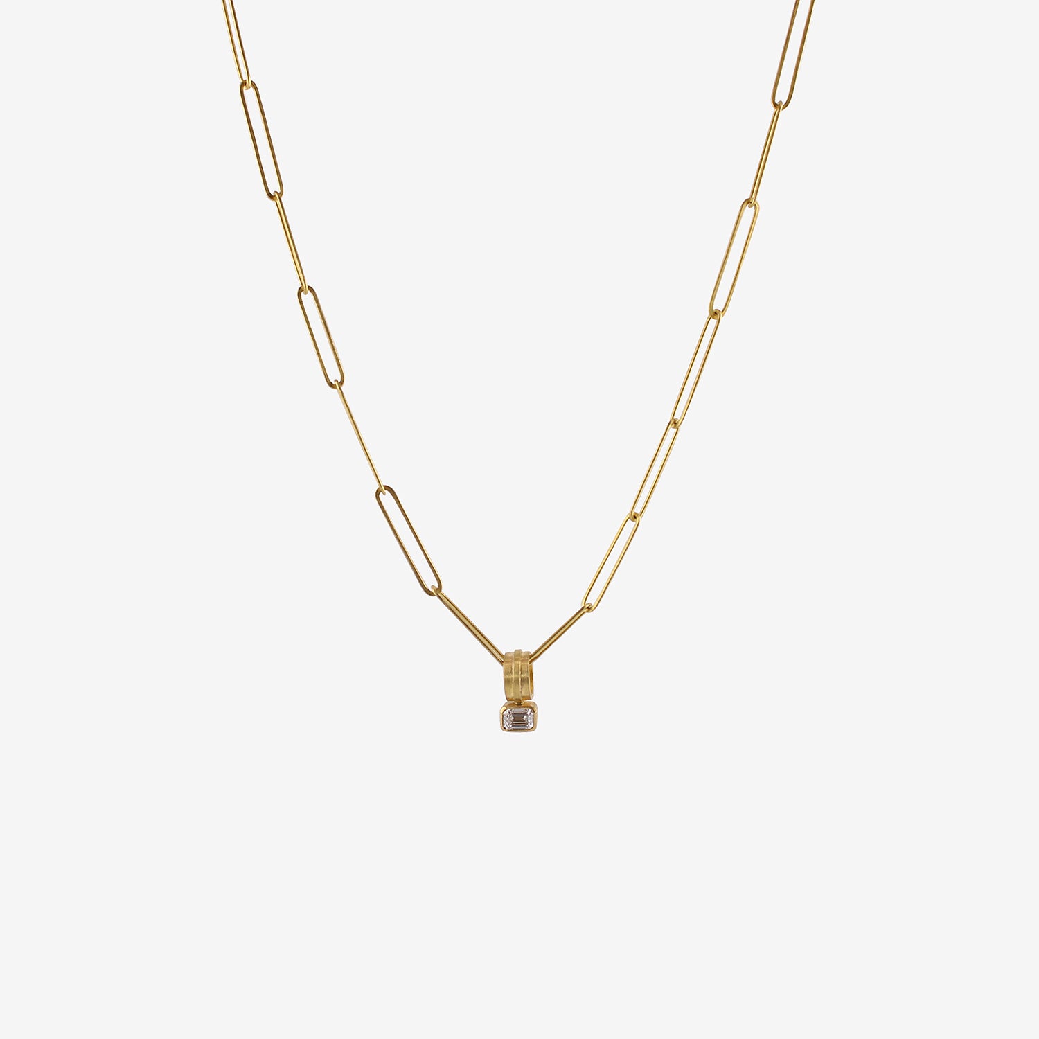 ROSANNE PUGLIESE 22K & EMERALD-CUT WHITE DIAMOND PENDANT, .2CT