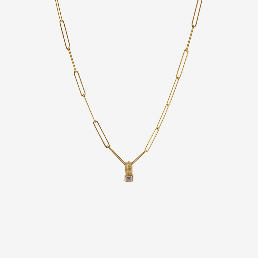 ROSANNE PUGLIESE 22K & EMERALD-CUT WHITE DIAMOND PENDANT, .2CT