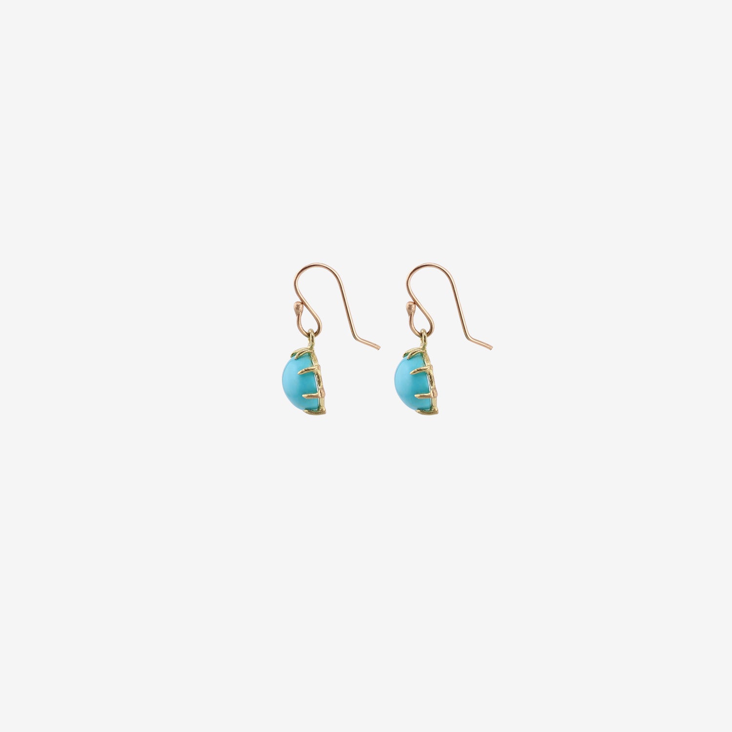 ROSANNE PUGLIESE 18K & SMALL OVAL TURQUOISE EAST/WEST EARRINGS