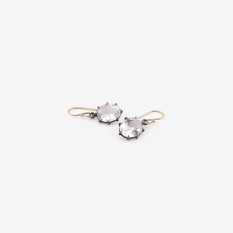 ROSANNE PUGLIESE STERLING SILVER & FACETED OVAL WHITE TOPAZ NORTH/SOUTH EARRINGS