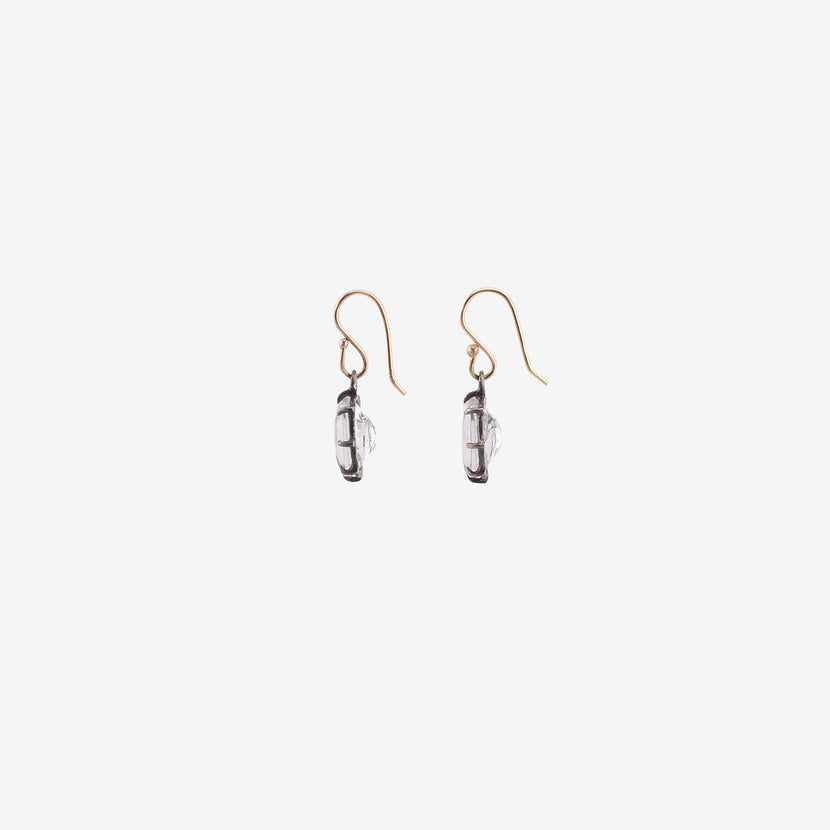 ROSANNE PUGLIESE STERLING SILVER & FACETED OVAL WHITE TOPAZ NORTH/SOUTH EARRINGS