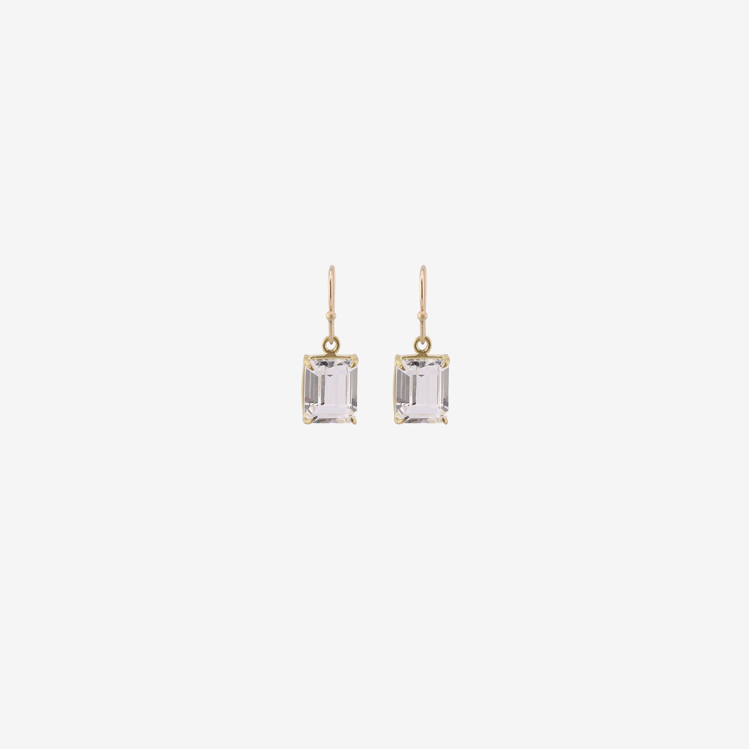 ROSANNE PUGLIESE 18K & SMALL EMERALD-CUT WHITE TOPAZ DROP EARRINGS