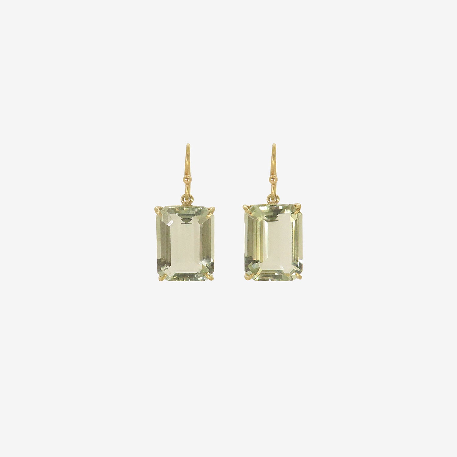 ROSANNE PUGLIESE 18K & EMERALD-CUT GREEN AMETHYST DROP EARRINGS