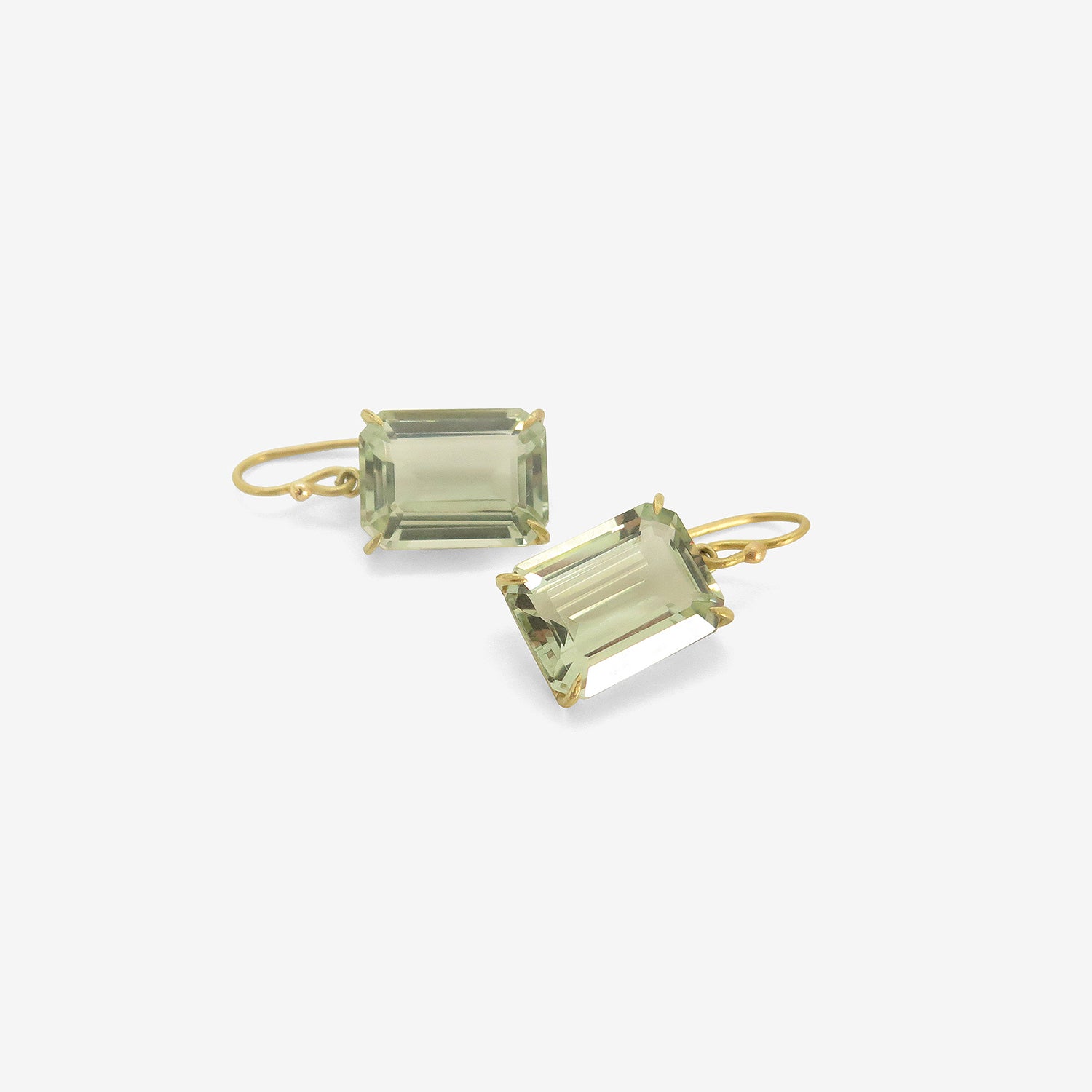 ROSANNE PUGLIESE 18K & EMERALD-CUT GREEN AMETHYST DROP EARRINGS