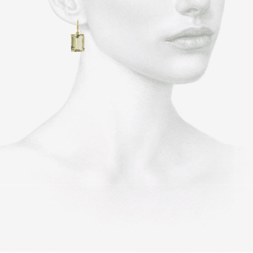 ROSANNE PUGLIESE 18K & EMERALD-CUT GREEN AMETHYST DROP EARRINGS