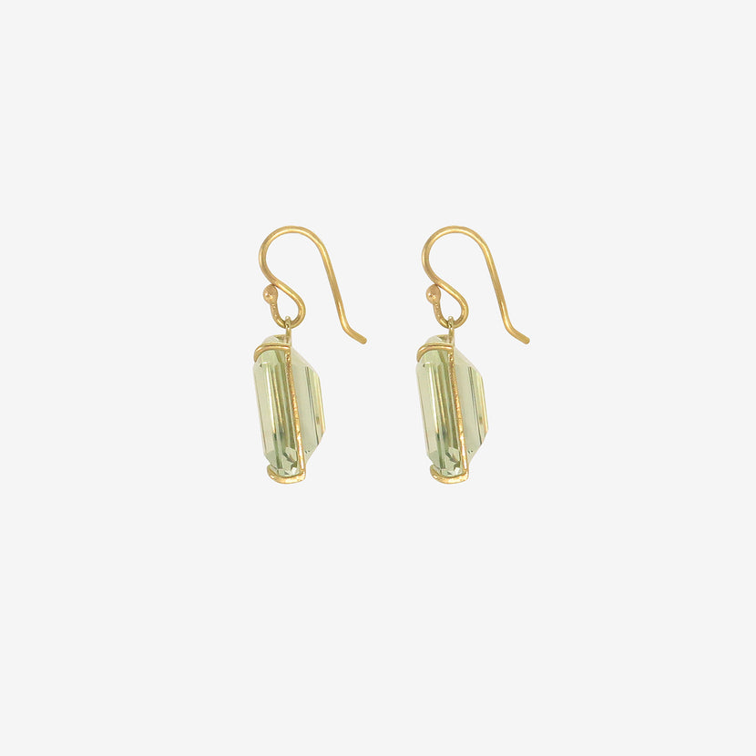 ROSANNE PUGLIESE 18K & EMERALD-CUT GREEN AMETHYST DROP EARRINGS