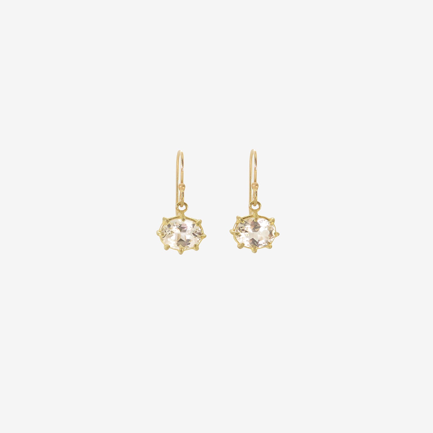 ROSANNE PUGLIESE 18K & FACETED OVAL WHITE TOPAZ EAST/WEST MINI GEM EARRINGS