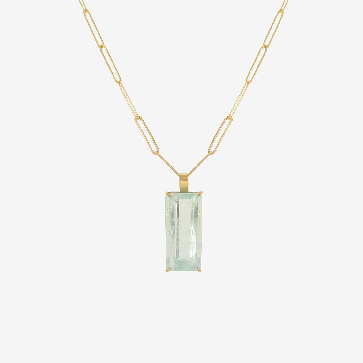 ROSANNE PUGLIESE 22K & EMERALD-CUT BLUE BERYL PENDANT