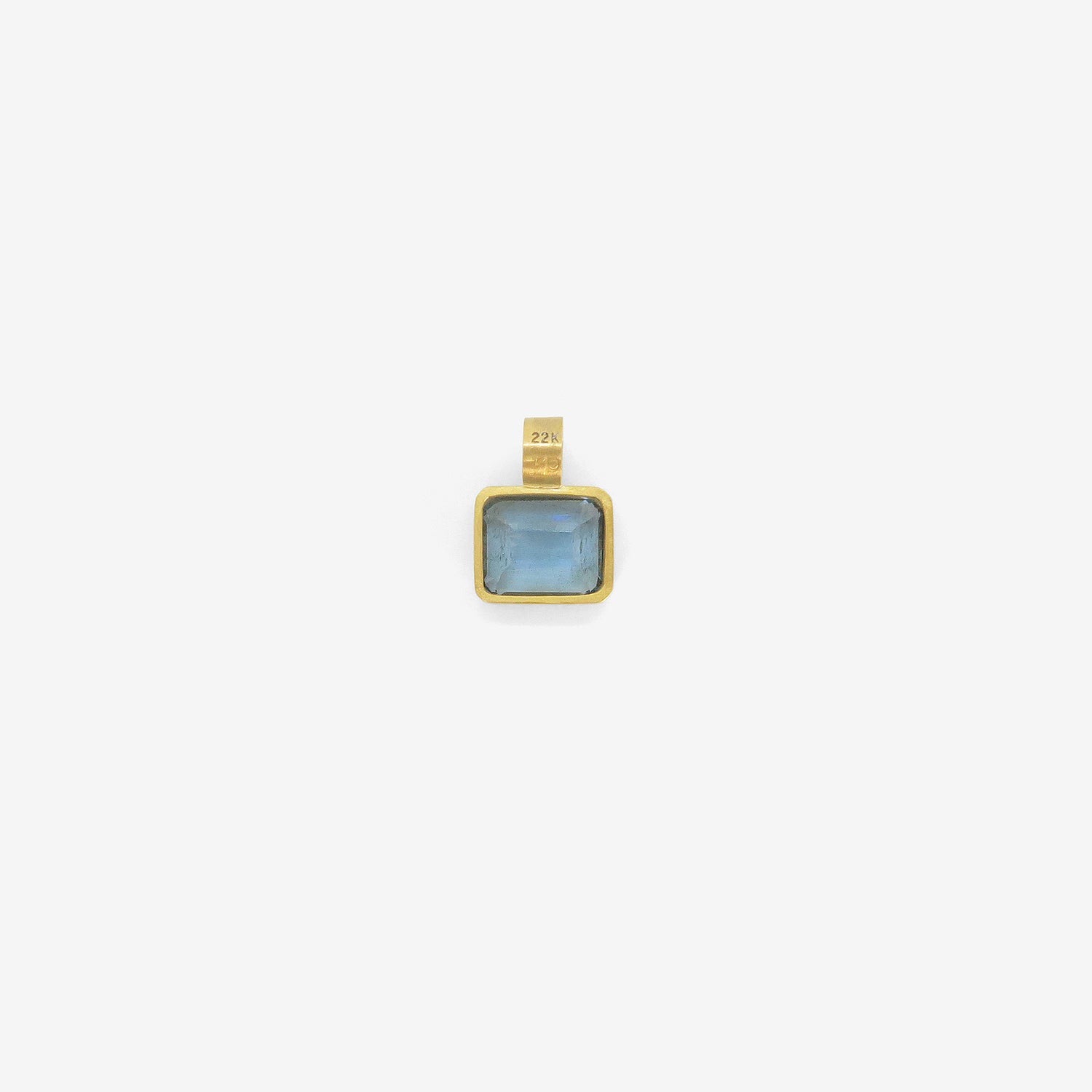 ROSANNE PUGLIESE 22K & DEEP BLUE EMERALD-CUT AQUAMARINE PENDANT