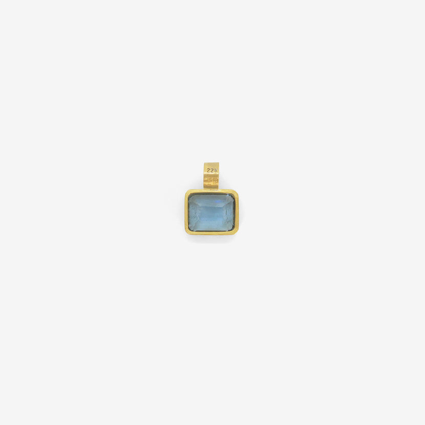 ROSANNE PUGLIESE 22K & DEEP BLUE EMERALD-CUT AQUAMARINE PENDANT