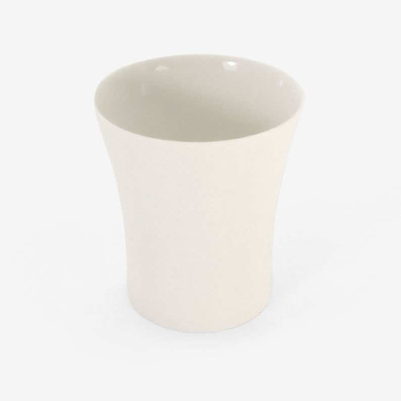 TED MUEHLING WHITE PORCELAIN CONCAVE TEACUP
