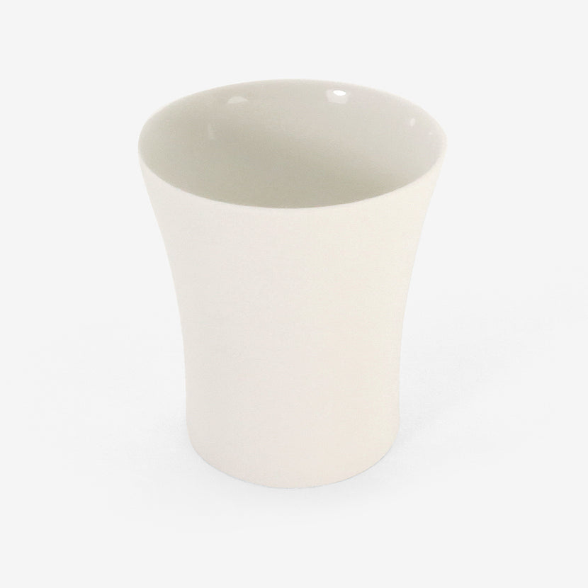 TED MUEHLING WHITE PORCELAIN CONCAVE TEACUP