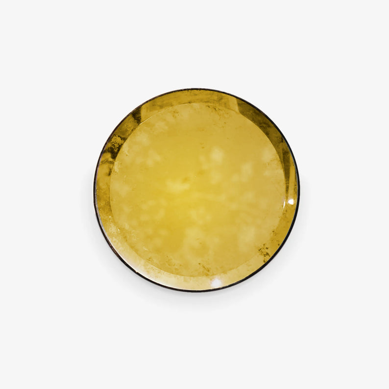 MAUREEN FULLAM 22K DEEP GOLD LEAFED 6" FLAT ROUND MIRROR WITH BEVELED EDGE