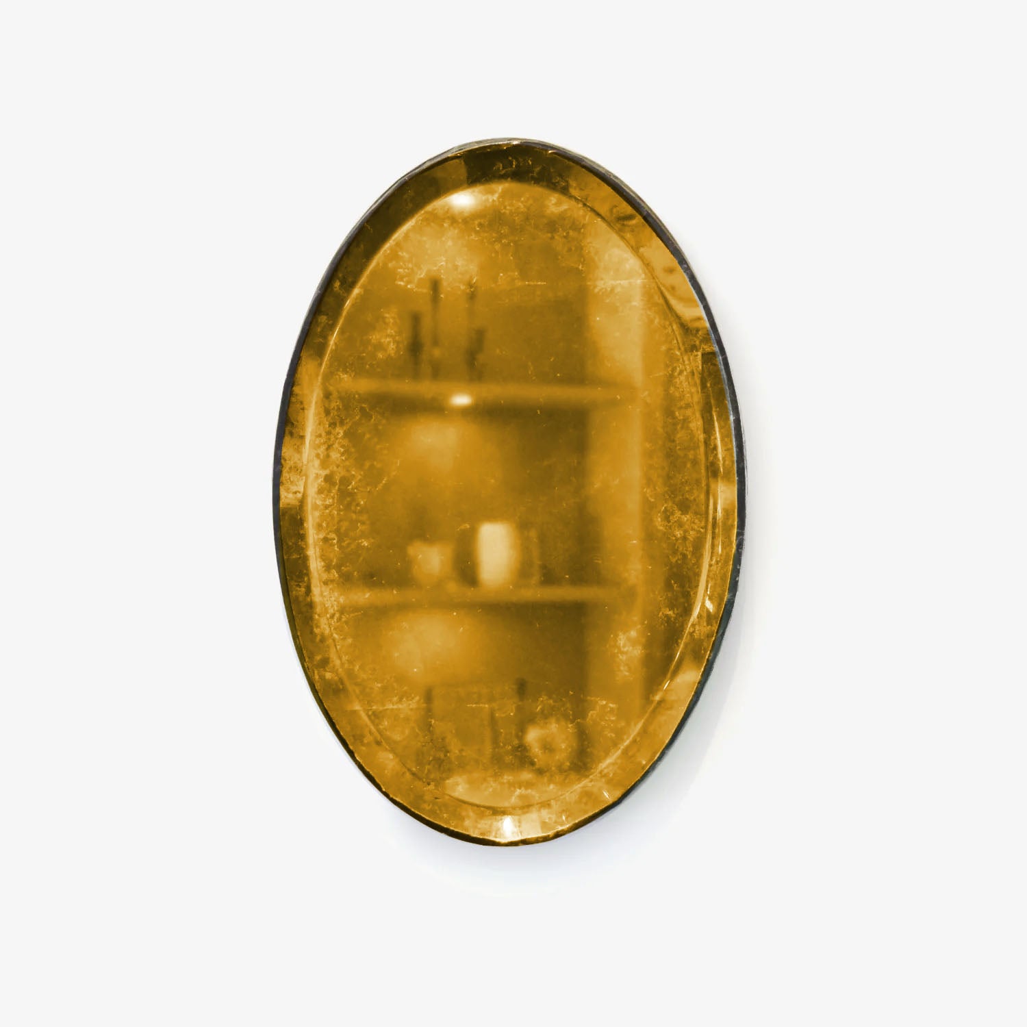 MAUREEN FULLAM 23K ROSE GOLD LEAFED 9" x 6" FLAT OVAL MIRROR WITH BEVELED EDGE