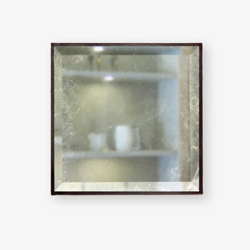MAUREEN FULLAM SILVER LEAFED 6" X 6" FLAT SQUARE MIRROR WITH BEVELED EDGE