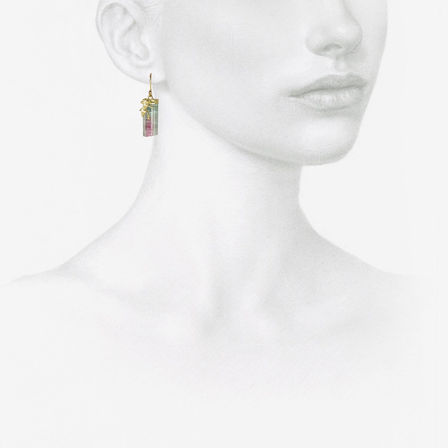 GABRIELLA KISS 18k ANTS ON WATERMELON TOURMALINE CRYSTAL EARRINGS