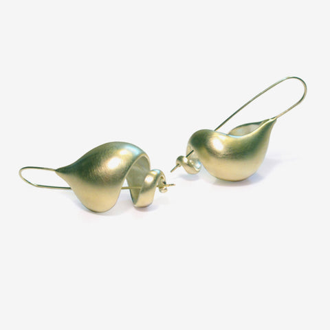 TED MUEHLING GREEN GOLD PLATED SNAIL SHELLS