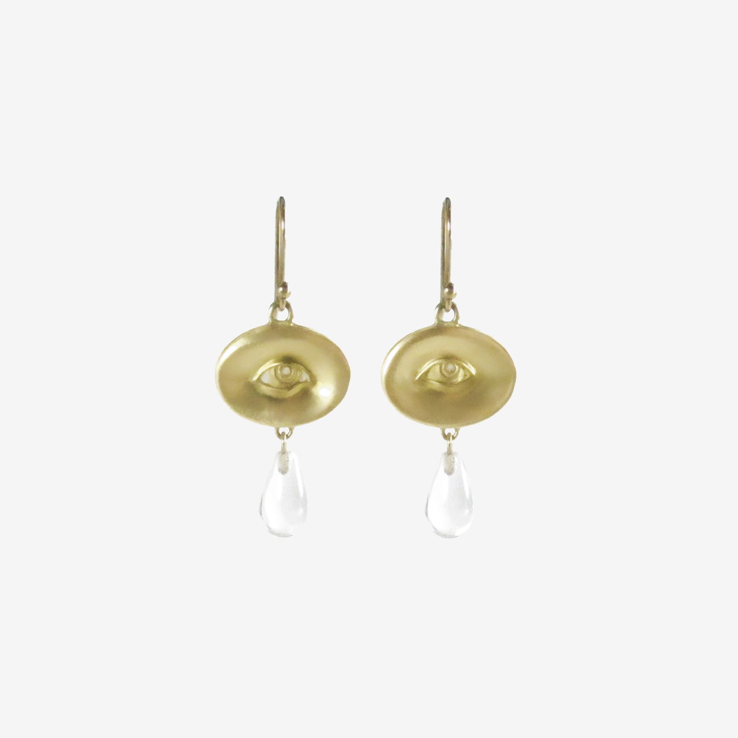 GABRIELLA KISS 18K EYE EARRINGS WITH CRYSTAL DROPS