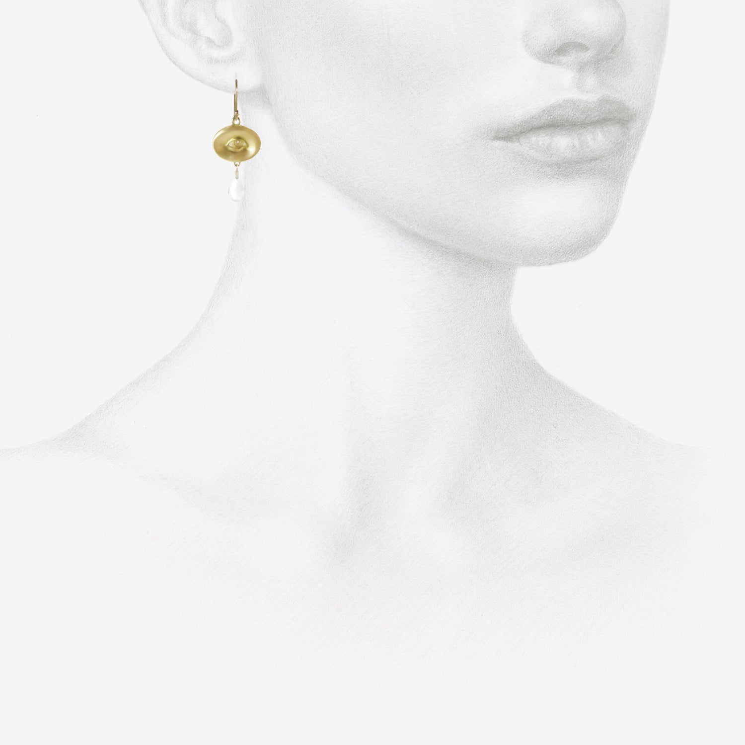 GABRIELLA KISS 18K EYE EARRINGS WITH CRYSTAL DROPS