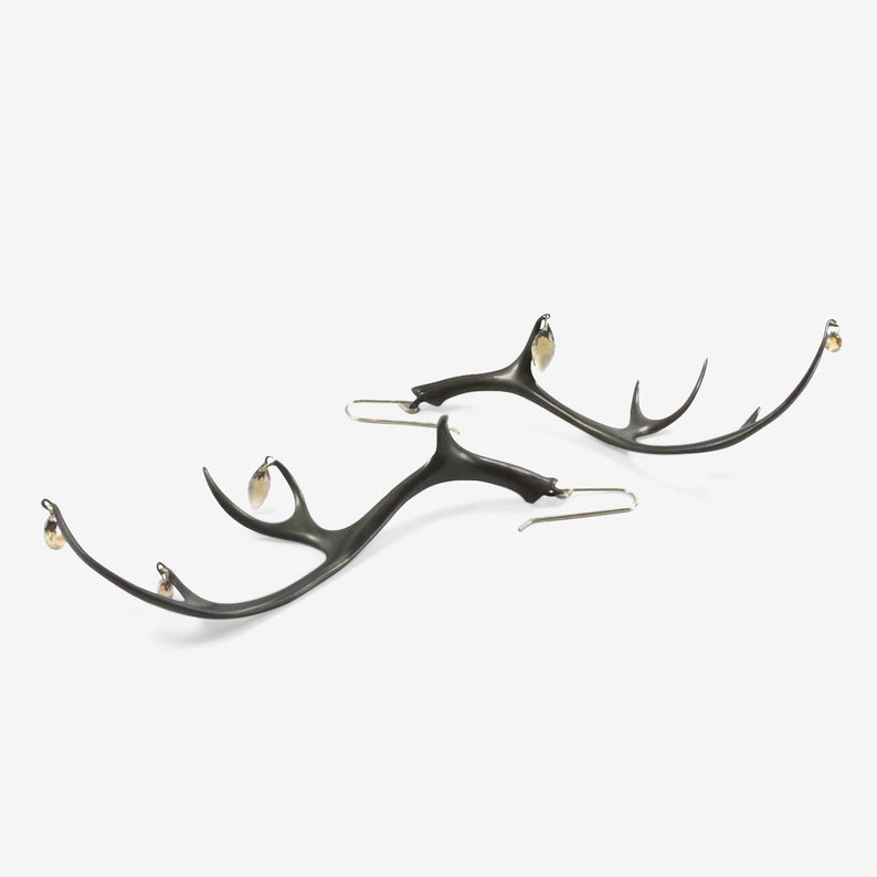 GABRIELLA KISS OXIDIZED BRONZE LARGE ANTLER EARRINGS