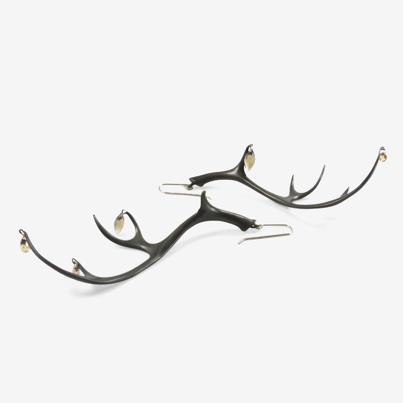GABRIELLA KISS OXIDIZED BRONZE LARGE ANTLER EARRINGS