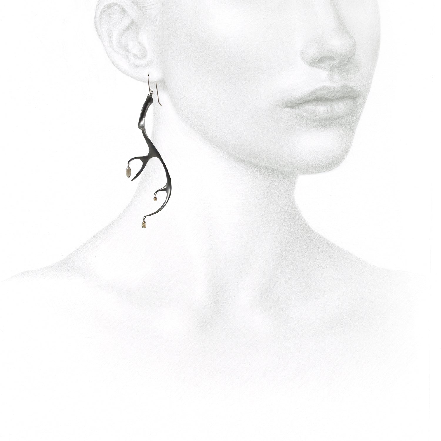 GABRIELLA KISS OXIDIZED BRONZE LARGE ANTLER EARRINGS