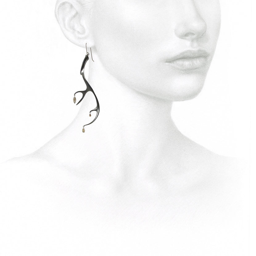 GABRIELLA KISS OXIDIZED BRONZE LARGE ANTLER EARRINGS
