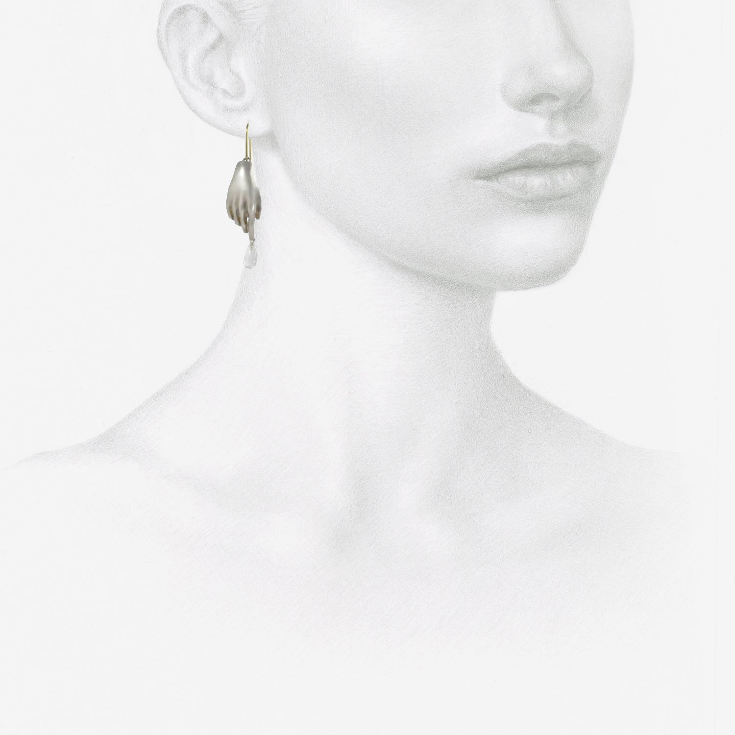 GABRIELLA KISS STERLING SILVER HAND EARRINGS WITH CRYSTAL DROPS