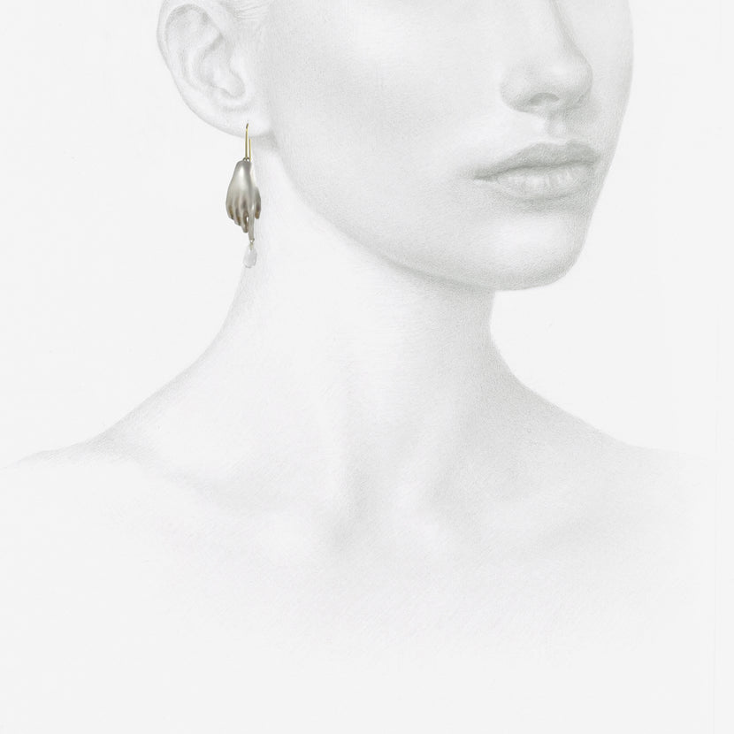 GABRIELLA KISS STERLING SILVER HAND EARRINGS WITH CRYSTAL DROPS