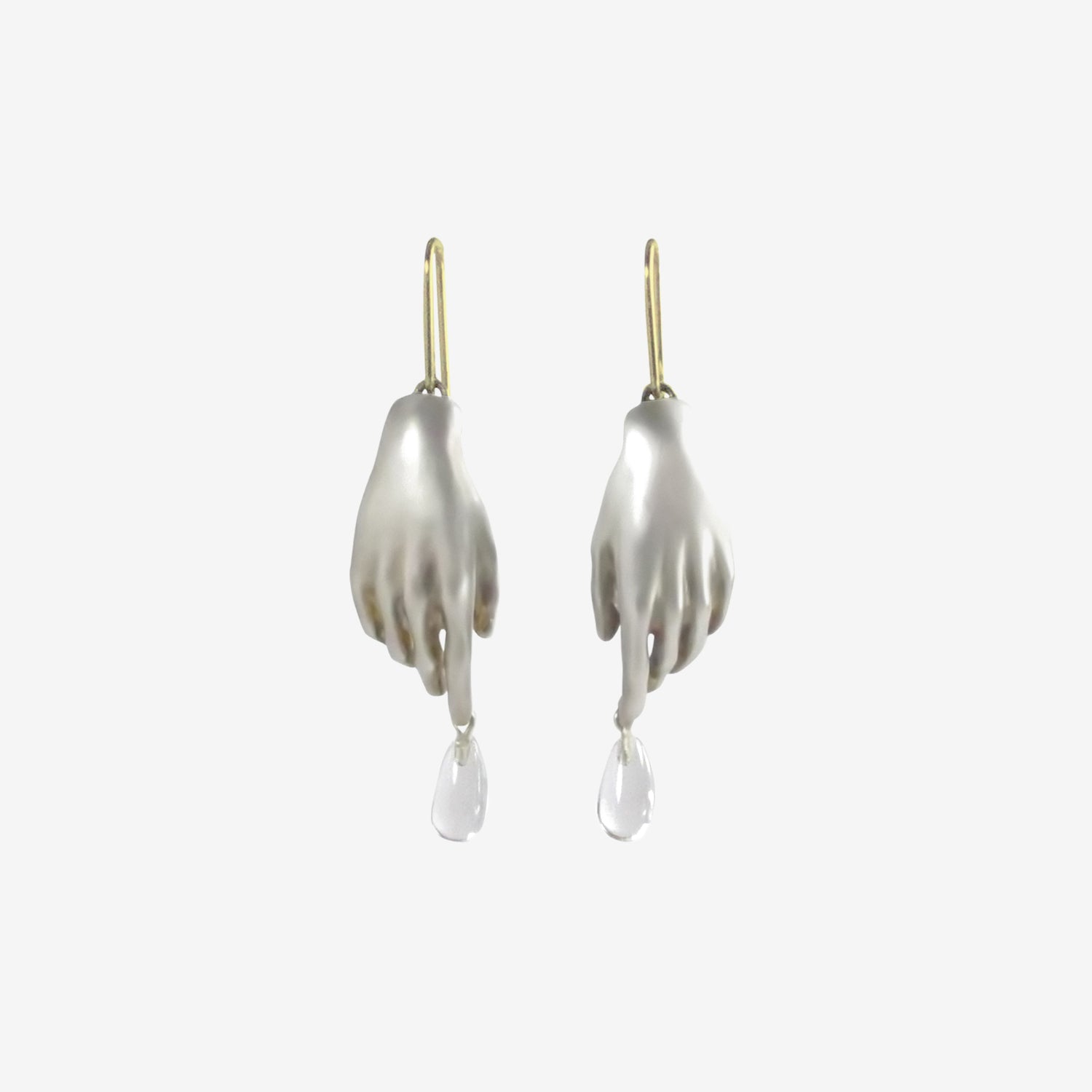 GABRIELLA KISS STERLING SILVER HAND EARRINGS WITH CRYSTAL DROPS