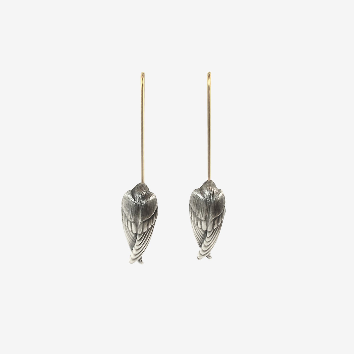 GABRIELLA KISS STERLING SILVER SLEEPING BIRD EARRINGS WITH WHITE PEARLS
