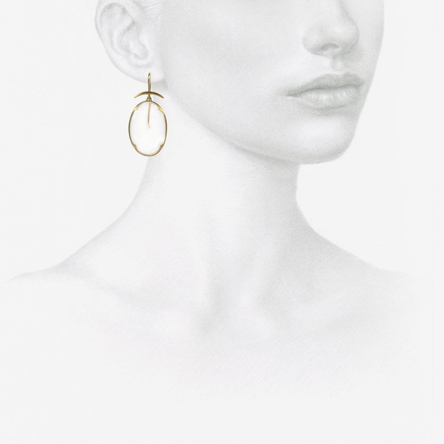 GABRIELLA KISS 18K & SMALL CLEAR CRYSTAL LENS EARRINGS