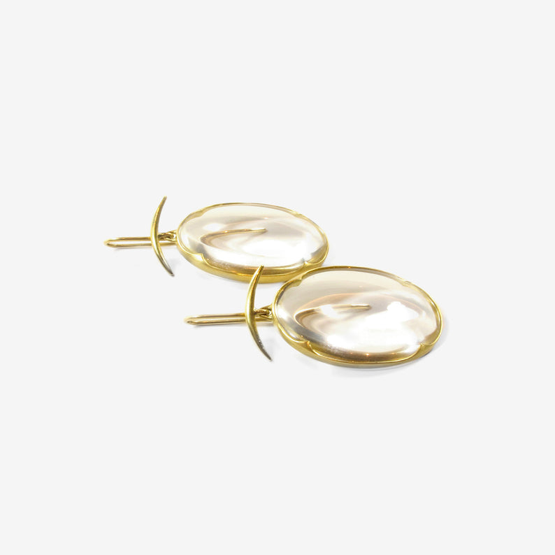 GABRIELLA KISS 18K & SMALL CLEAR CRYSTAL LENS EARRINGS