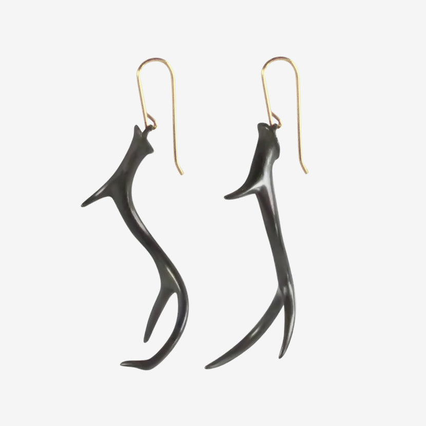 GABRIELLA KISS OXIDIZED BRONZE ANTLER EARRINGS