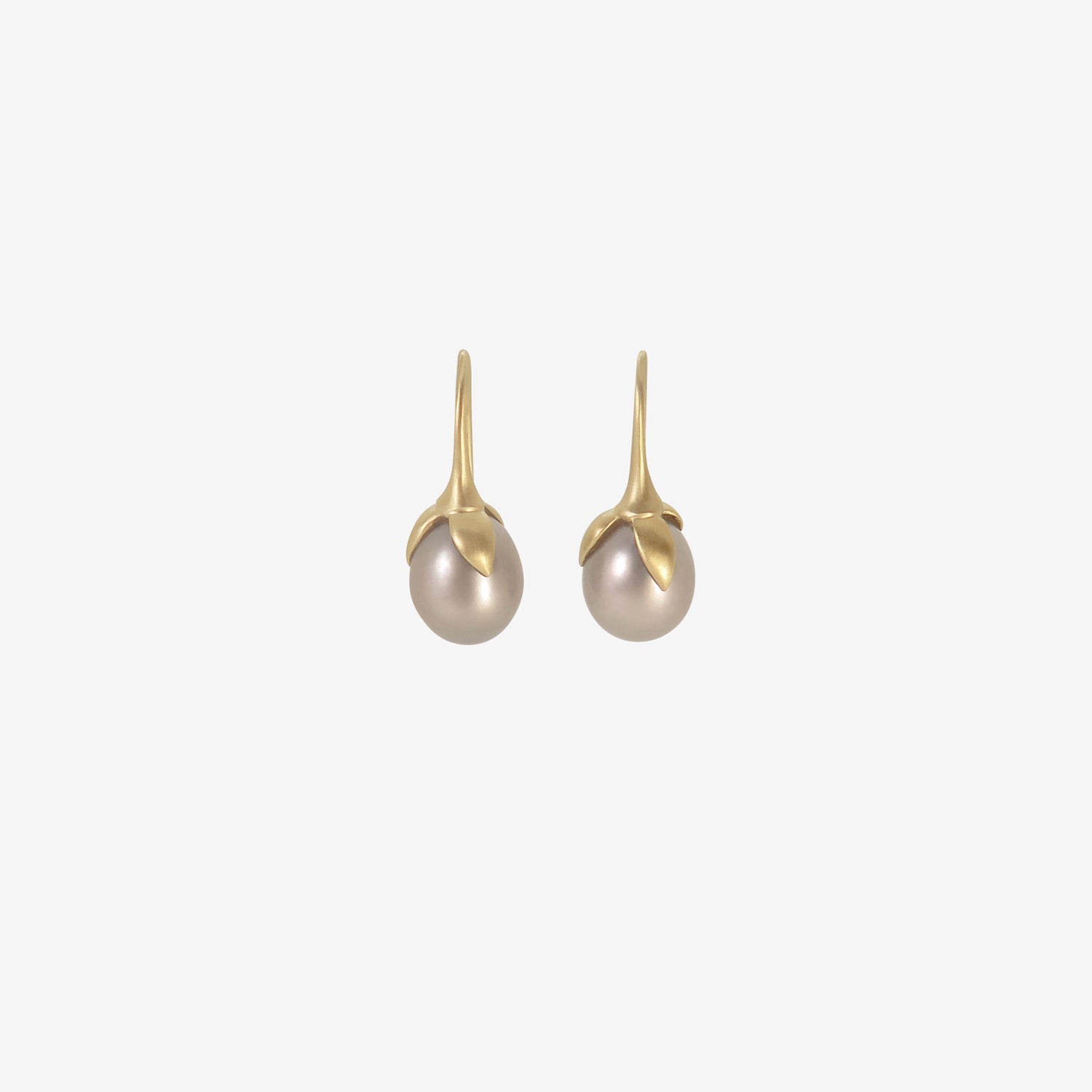 GABRIELLA KISS 14K & GREY PEARL EGGPLANT EARRINGS