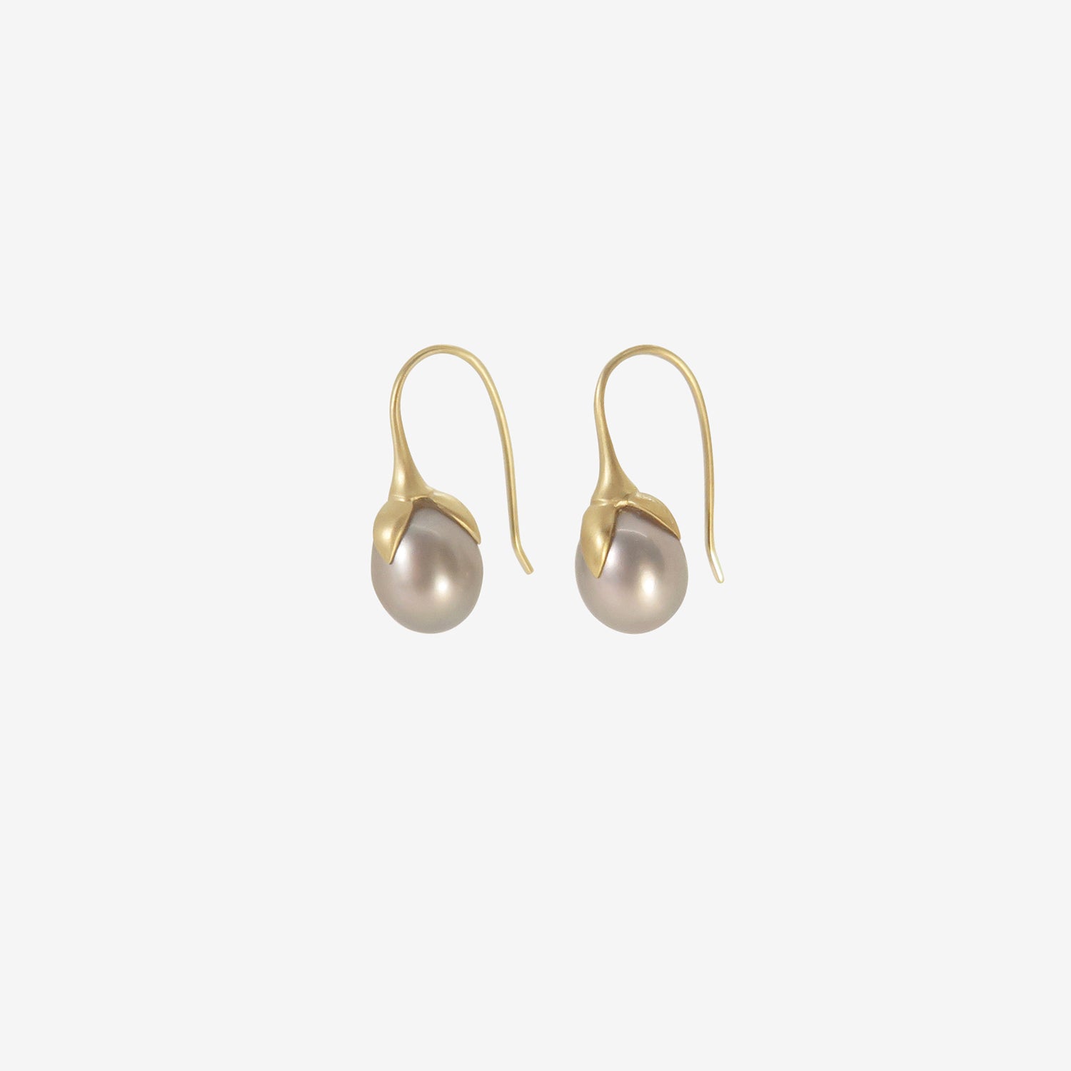 GABRIELLA KISS 14K & GREY PEARL EGGPLANT EARRINGS