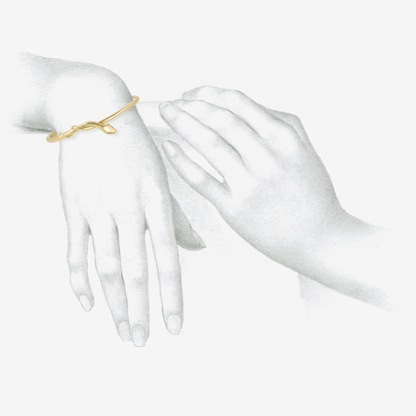 GABRIELLA KISS 18K SNAKE BANGLE WITH CHAMPAGNE DIAMOND EYES