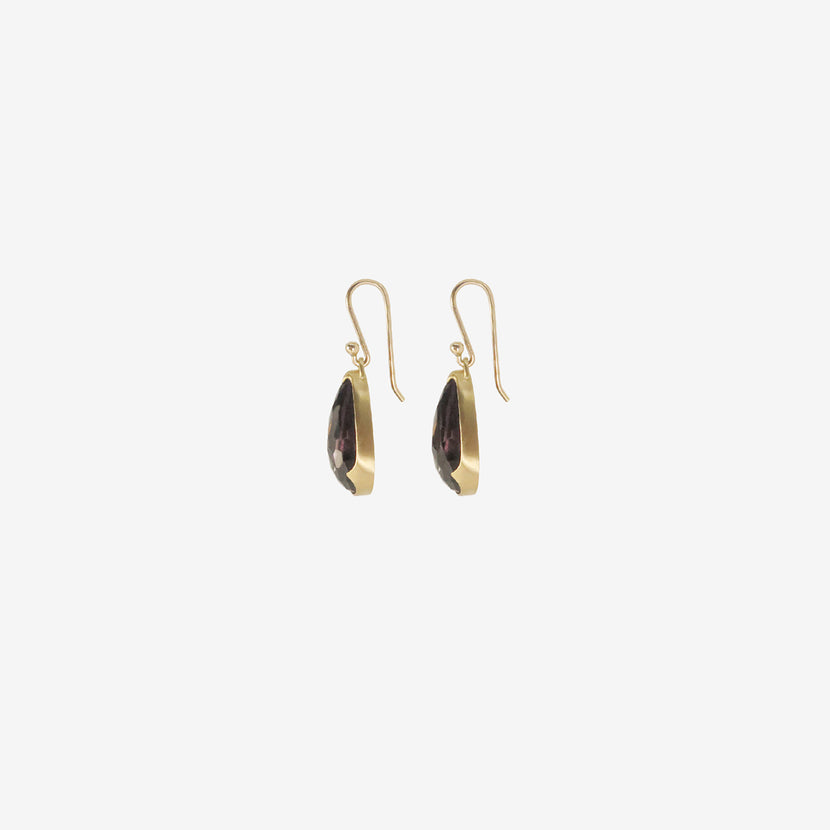 GABRIELLA KISS 18K & ELONGATED PEAR-SHAPED AMETHYST-OVER-HEMATITE EARRINGS