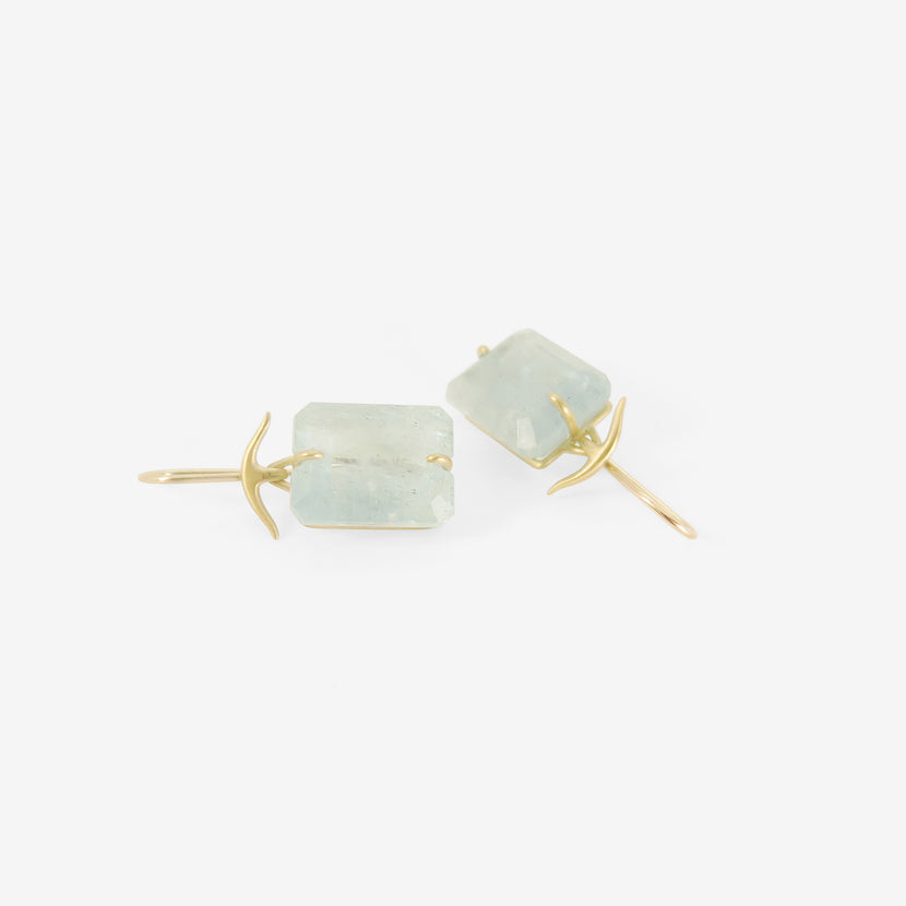 GABRIELLA KISS 18K & SMALL EMERALD-CUT AQUAMARINE EARRINGS