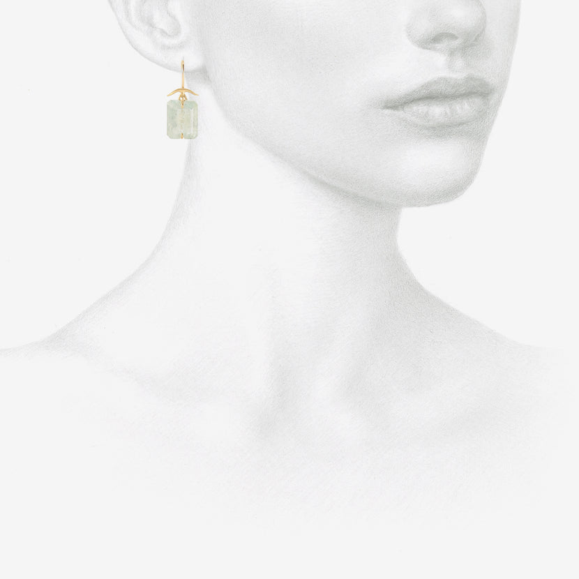 GABRIELLA KISS 18K & SMALL EMERALD-CUT AQUAMARINE EARRINGS
