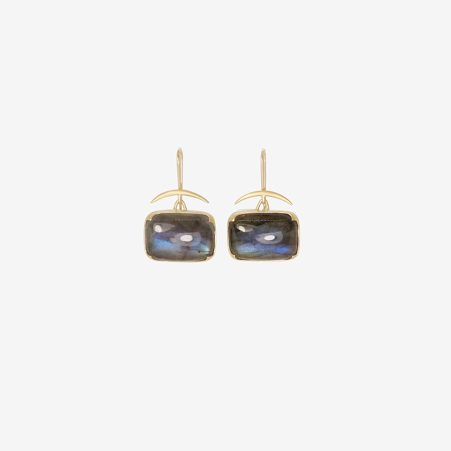 GABRIELLA KISS 18K & HORIZONTAL CUSHION-SHAPED LABRADORITE EARRINGS