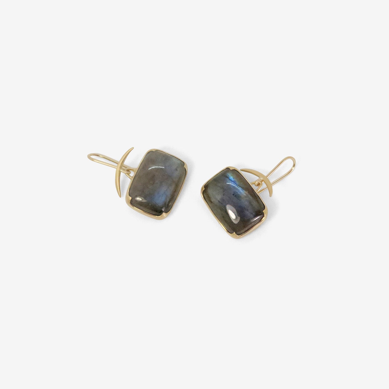 GABRIELLA KISS 18K & HORIZONTAL CUSHION-SHAPED LABRADORITE EARRINGS