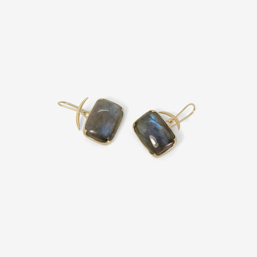 GABRIELLA KISS 18K & HORIZONTAL CUSHION-SHAPED LABRADORITE EARRINGS