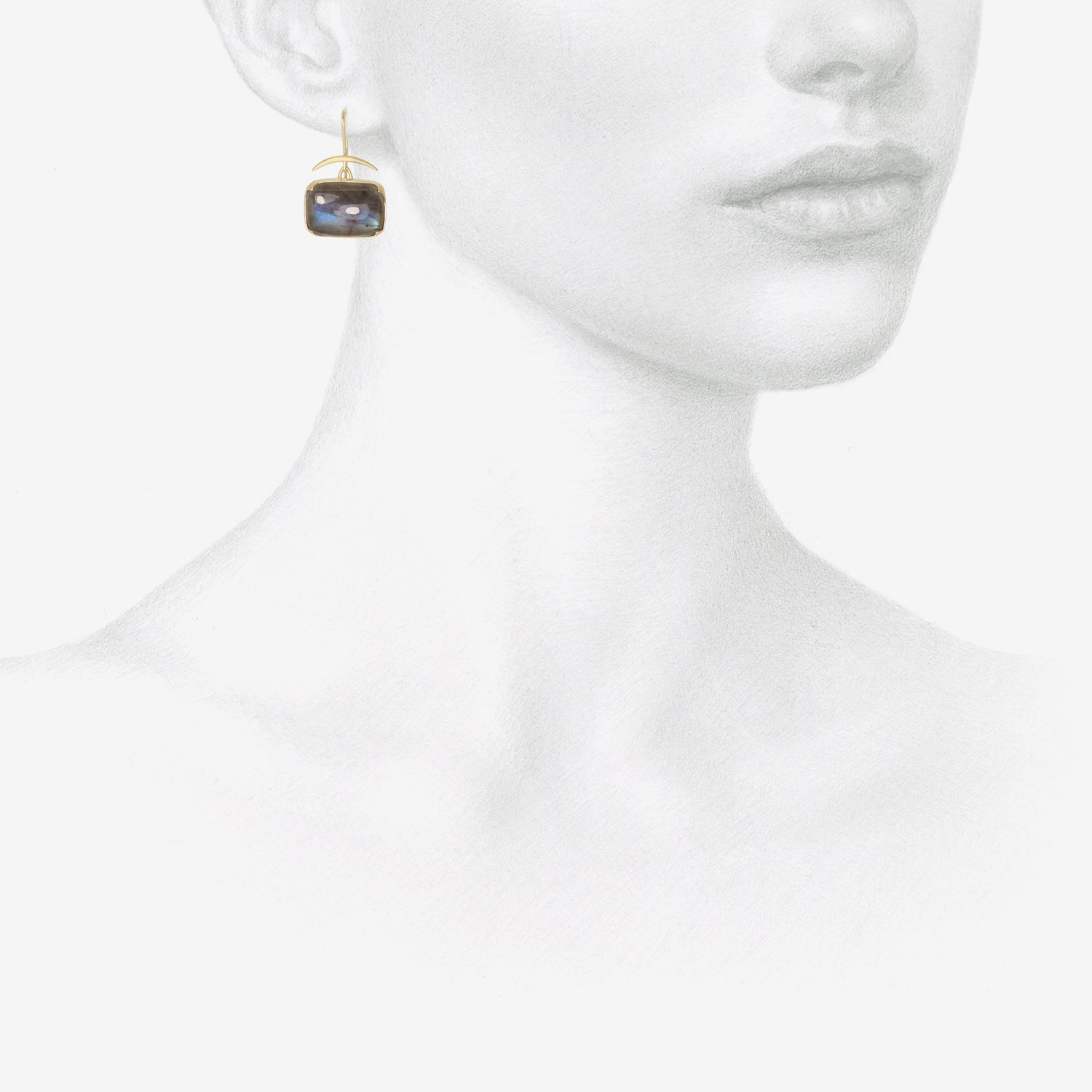 GABRIELLA KISS 18K & HORIZONTAL CUSHION-SHAPED LABRADORITE EARRINGS